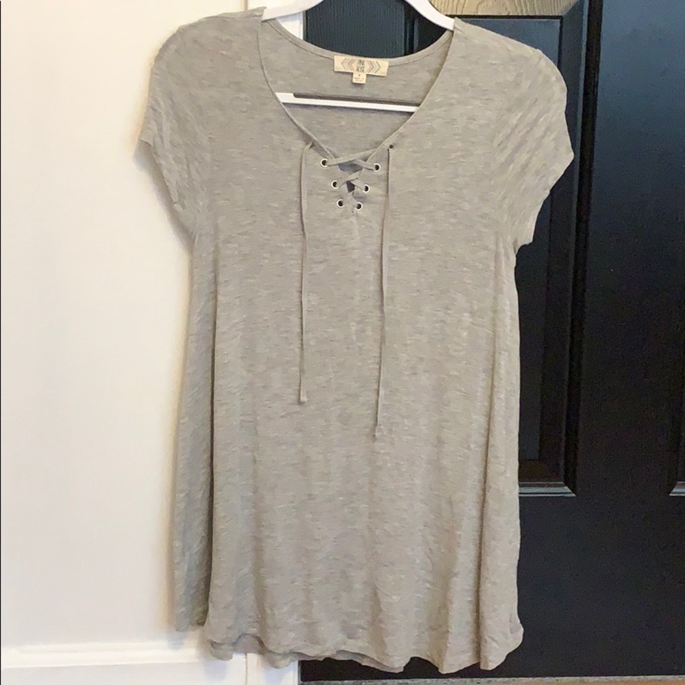 Grey lace up t-shirt (never worn)